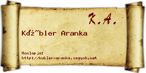 Kübler Aranka névjegykártya